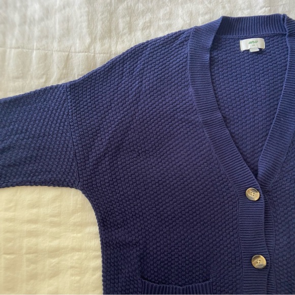 Aerie Oversized Varsity Cardigan in Navy Blue - Picture 9 of 16